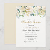 Gold Floral Leaf Vrijgezellenfeest uitnodiging (Voorkant / Achterkant)