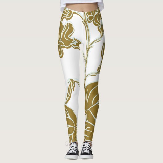Gold Floral Leggings (Voorkant)