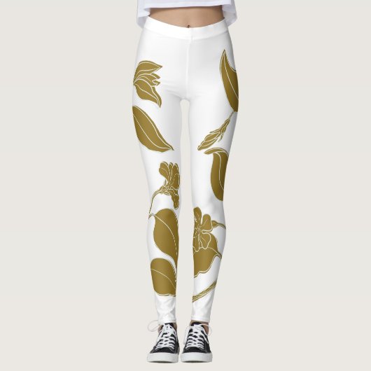Gold Floral Leggings (Voorkant)
