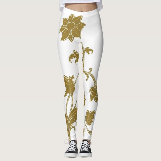 Gold Floral Leggings (Voorkant)