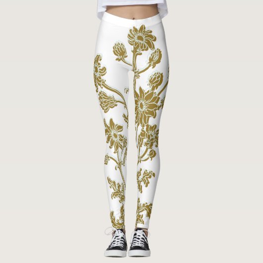Gold Floral Leggings (Voorkant)