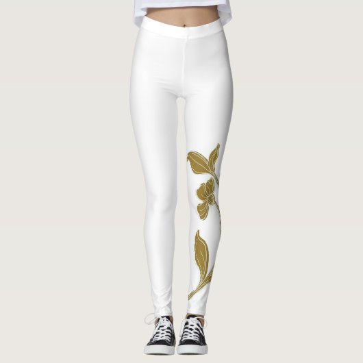 Gold Floral Leggings (Voorkant)