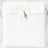 Gold Floral Letter A Monogram Seal Ronde Sticker (Tas)