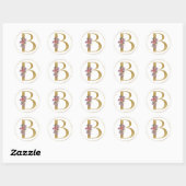Gold Floral Letter B Monogram Seal Ronde Sticker (Vel)