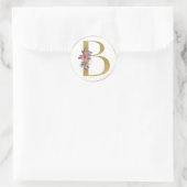 Gold Floral Letter B Monogram Seal Ronde Sticker (Tas)