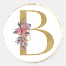 Gold Floral Letter B Monogram Seal