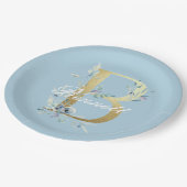 Gold Floral Letter "B"  Papieren Bordje (Gekanteld)