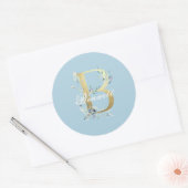 Gold Floral Letter "B"  Ronde Sticker (Envelop)