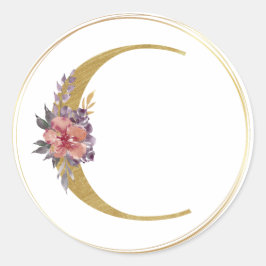 Gold Floral Letter C Monogram Seal Ronde Sticker