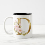 Gold Floral Letter D Logo Tweekleurige Koffiemok (Links)