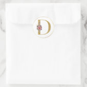 Gold Floral Letter D Monogram Seal Ronde Sticker (Tas)
