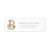 Gold floral Lettering - Monogram B Etiket (Voorkant)
