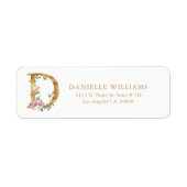 Gold floral Lettering - Monogram D-etiket Etiket (Voorkant)