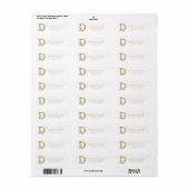 Gold floral Lettering - Monogram D-etiket Etiket (Full Sheet)