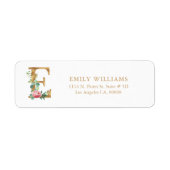 Gold floral Lettering - Monogram E-etiket Etiket (Voorkant)
