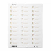 Gold floral Lettering - Monogram E-etiket Etiket (Full Sheet)