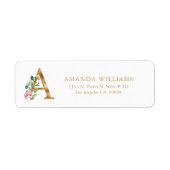 Gold floral Lettering - Monogram Etiket (Voorkant)