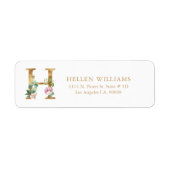 Gold floral Lettering - Monogram H Etiket (Voorkant)