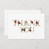 Gold Floral letters Elegant Chic White Hartelijk d Bedankkaart (Voorkant / Achterkant)