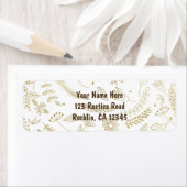 Gold Floral leveert de uitnodiging tot een echt hu Etiket (Insitu)