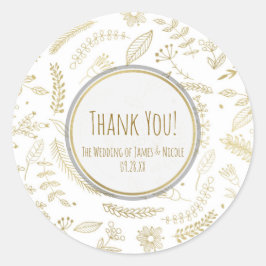 Gold Floral leveert rotsachtige elegante weddensch Ronde Sticker