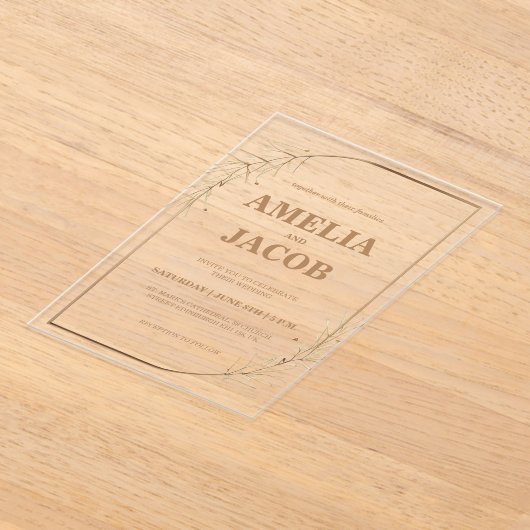 Gold Floral Lijst bruiloft uitnodiging (Laagn)