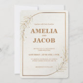 Gold Floral Lijst bruiloft uitnodiging (Voorkant)