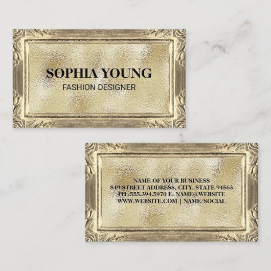 Gold Floral Lijst | Gold Foil Shimmer Visitekaartje (Voorkant / Achterkant)