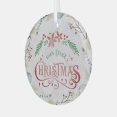 Gold, Floral Lijst kersthuwelijk Glas Ornament (Voorkant links)