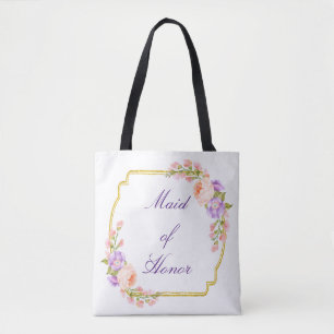 Gold Floral Lijst met aangepaste tekst Tote Bag