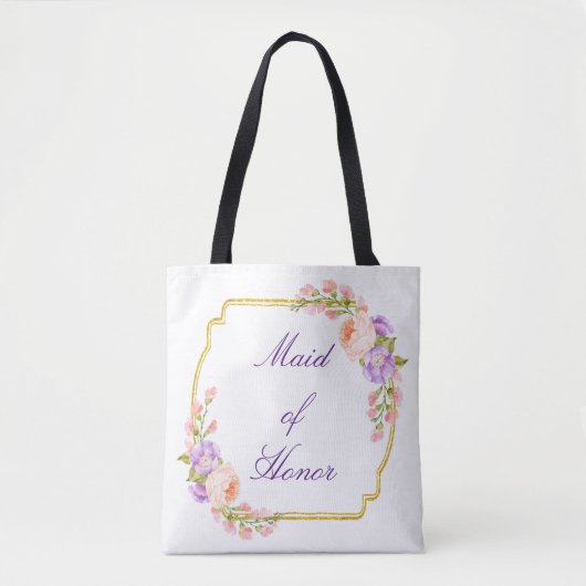 Gold Floral Lijst met aangepaste tekst Tote Bag (Voorkant)