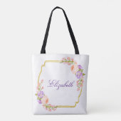 Gold Floral Lijst met aangepaste tekst Tote Bag (Achterkant)