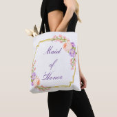 Gold Floral Lijst met aangepaste tekst Tote Bag (Dichtbij)