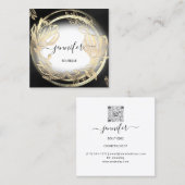 Gold Floral Lijst QRCode Logo Black White Vierkante Visitekaartje (Voorkant / Achterkant)