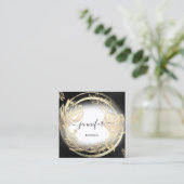Gold Floral Lijst QRCode Logo Black White Vierkante Visitekaartje (Staand voorkant)