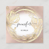 Gold Floral Lijst QRCode Logo White Vierkante Visitekaartje (Voorkant)