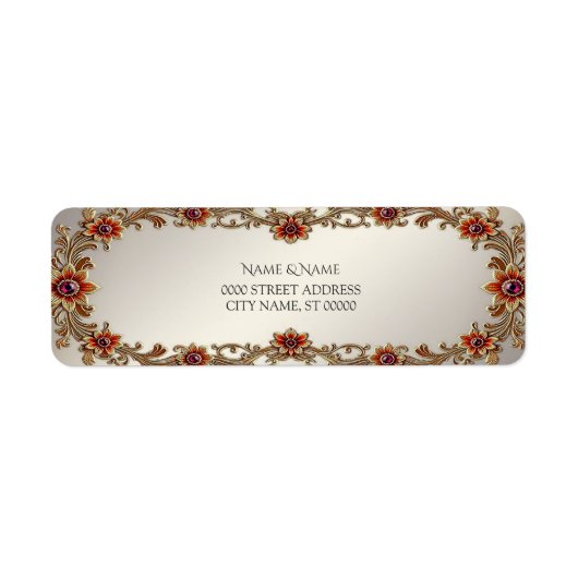 Gold Floral Lijst Retour Adres Label (Voorkant)