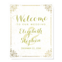 Gold Floral Lijst Welkomstbord voor bruiloft