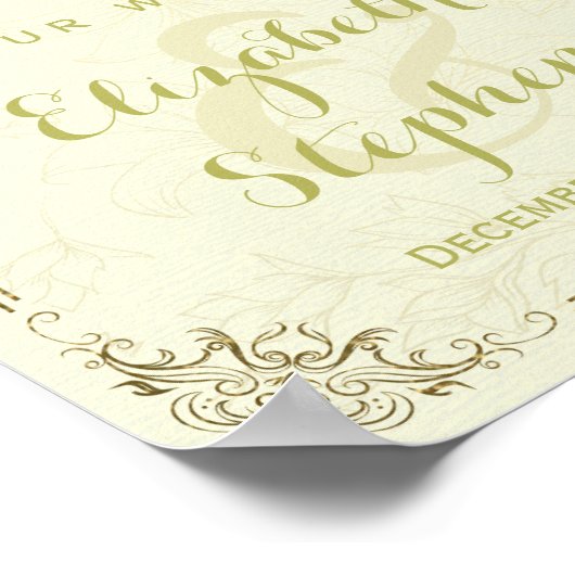 Gold Floral Lijst Welkomstbord voor bruiloft Poster (Hoek)