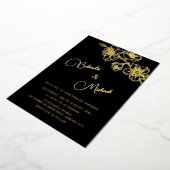 Gold Floral Line Art | Photo Wedding Folie Uitnodiging (Gedraaid)