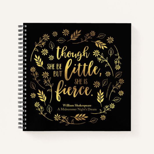 Gold Floral Little but Fierce William Shakespeare Notitieboek (Voorkant)