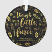 Gold Floral Little but Fierce William Shakespeare Ornament (achterkant)