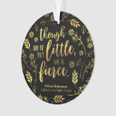 Gold Floral Little but Fierce William Shakespeare Ornament (voorkant)