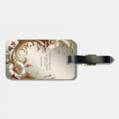 Gold Floral Luggage Tag Bagagelabel (Achterkant horizontaal)