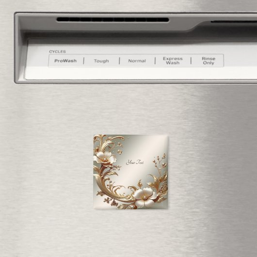 Gold Floral Magnet (Insitu (Vaatwasser))