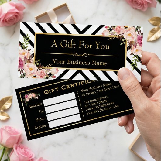 Gold Floral Makeup Hair Salon Cadeaubon