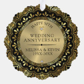 Gold floral mandala 50de bruiloft op zwart ornament kaart (Achterkant)