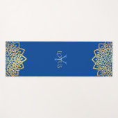 Gold Floral Mandala Navy Blue Monogram Yogamat (Voorkant (horizontaal))