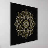 Gold Floral Mandala op zwart Folie Afdrukken (Laagn)