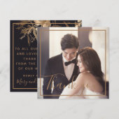 Gold Floral Metallic Arrangement Weddenschap Harte (Voorkant / Achterkant)